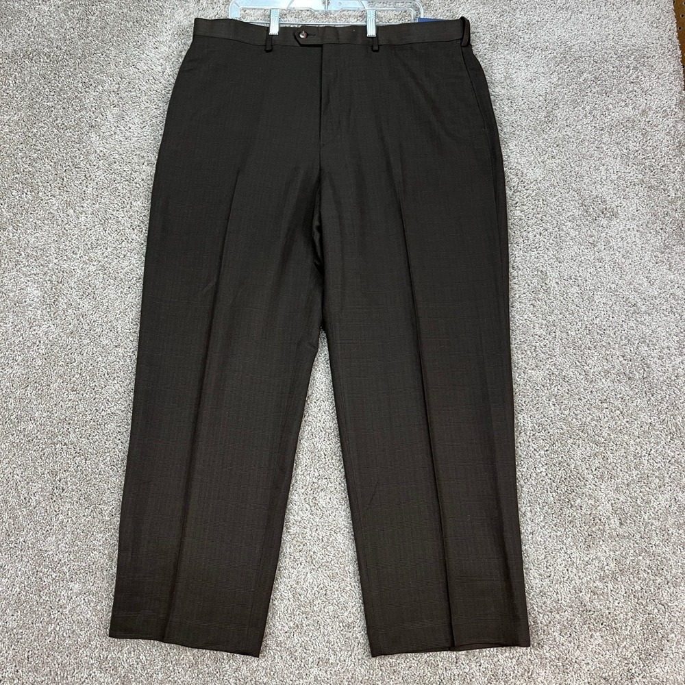 Croft Barrow Dress Pants Mens 36x30 Brown Straight Leg Flat Front Classic NEW